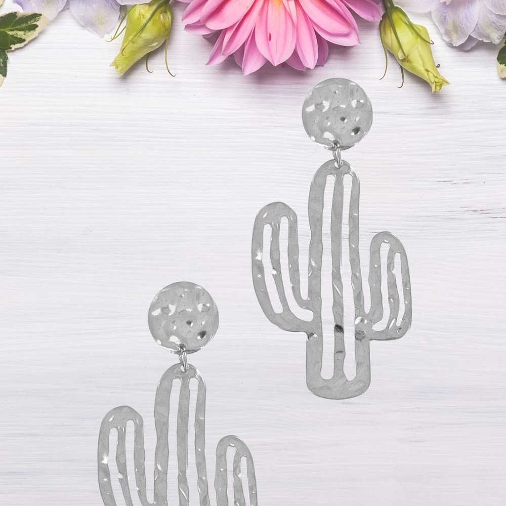Cactus Earrings - Silver